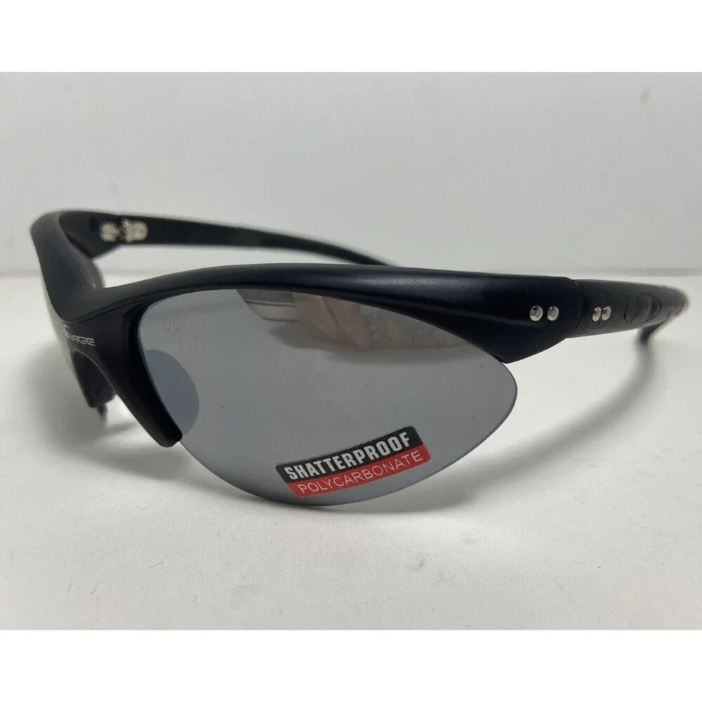 Virage Mens Sport Sunglasses Matte Black Semi Rimless Mirror Lens Nwt